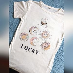 NWOT PacSun "Lucky" celestial print ladies tee